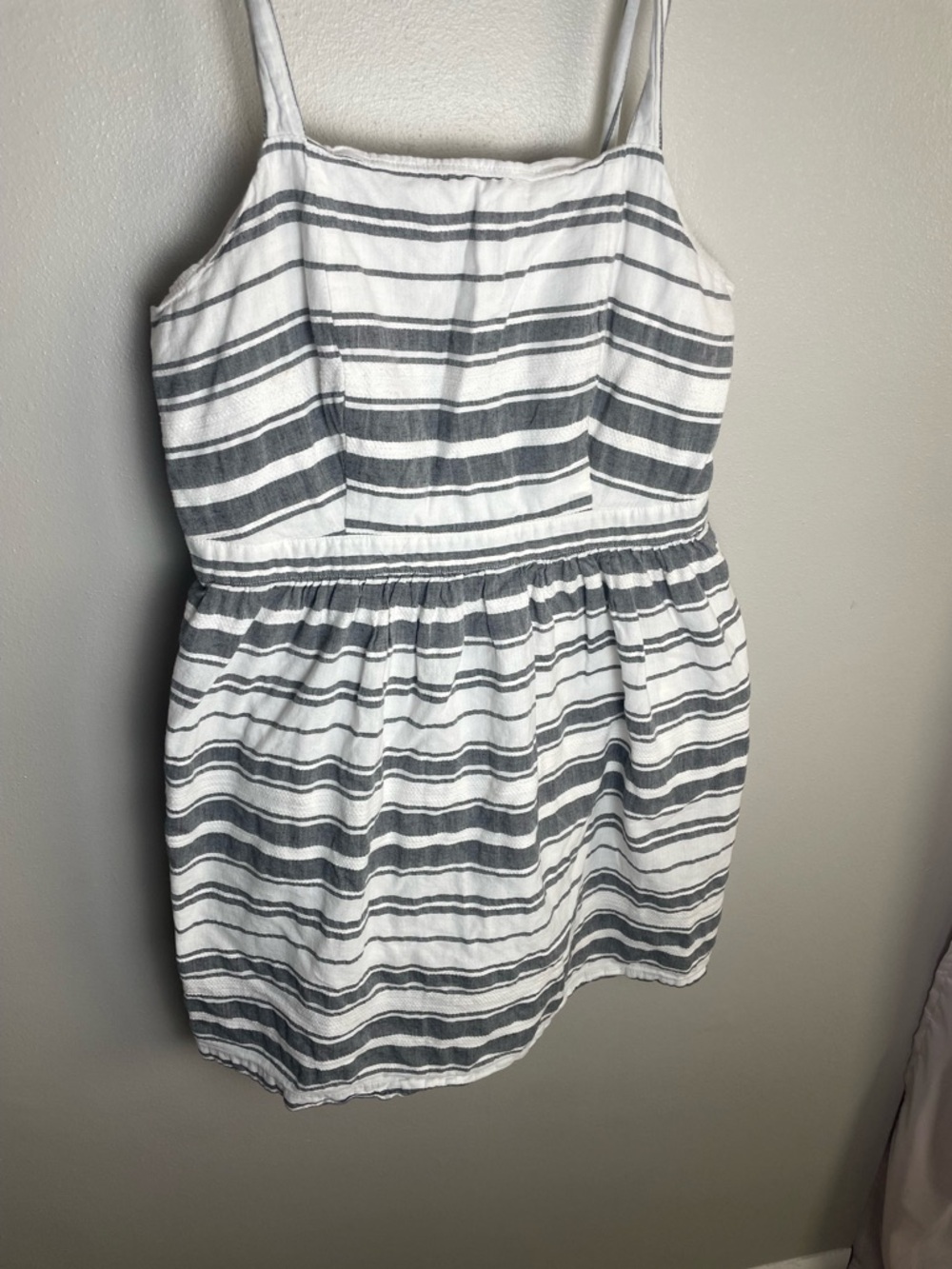 LOFT White and Gray Striped Sundress
